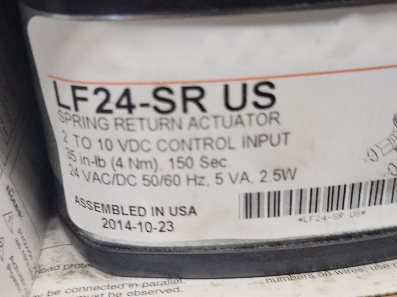 BELIMO LF24-SR US Spring Return Damper Actuator A/DC 24V 50/60Hz 5.0VA 2.5W