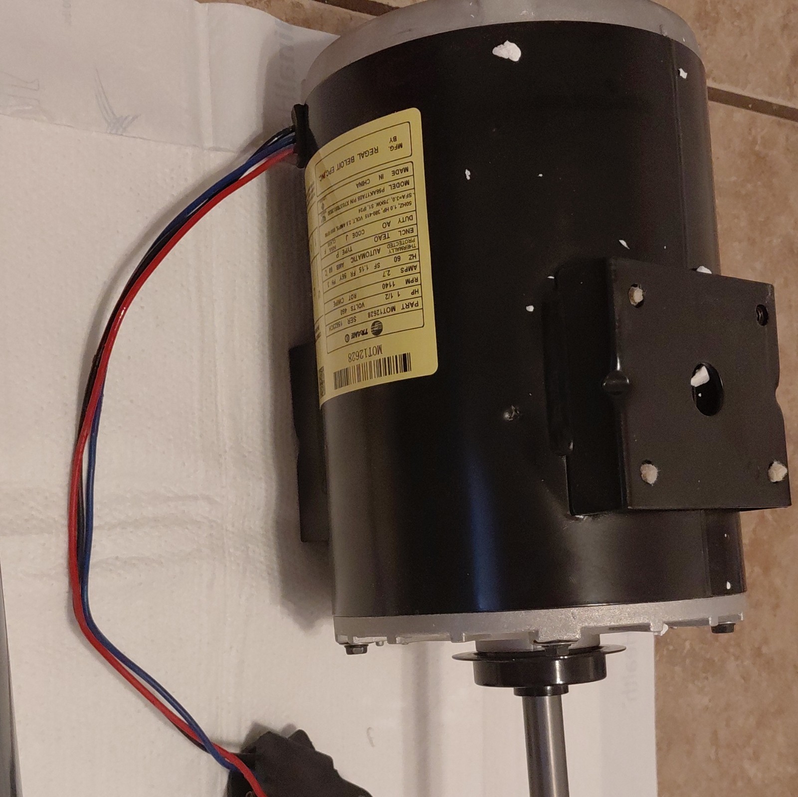 Regal Beloit MOT12628 P56AK17A05 1-1/2HP 460V 3PH 60Hz TEAO 1140RPM