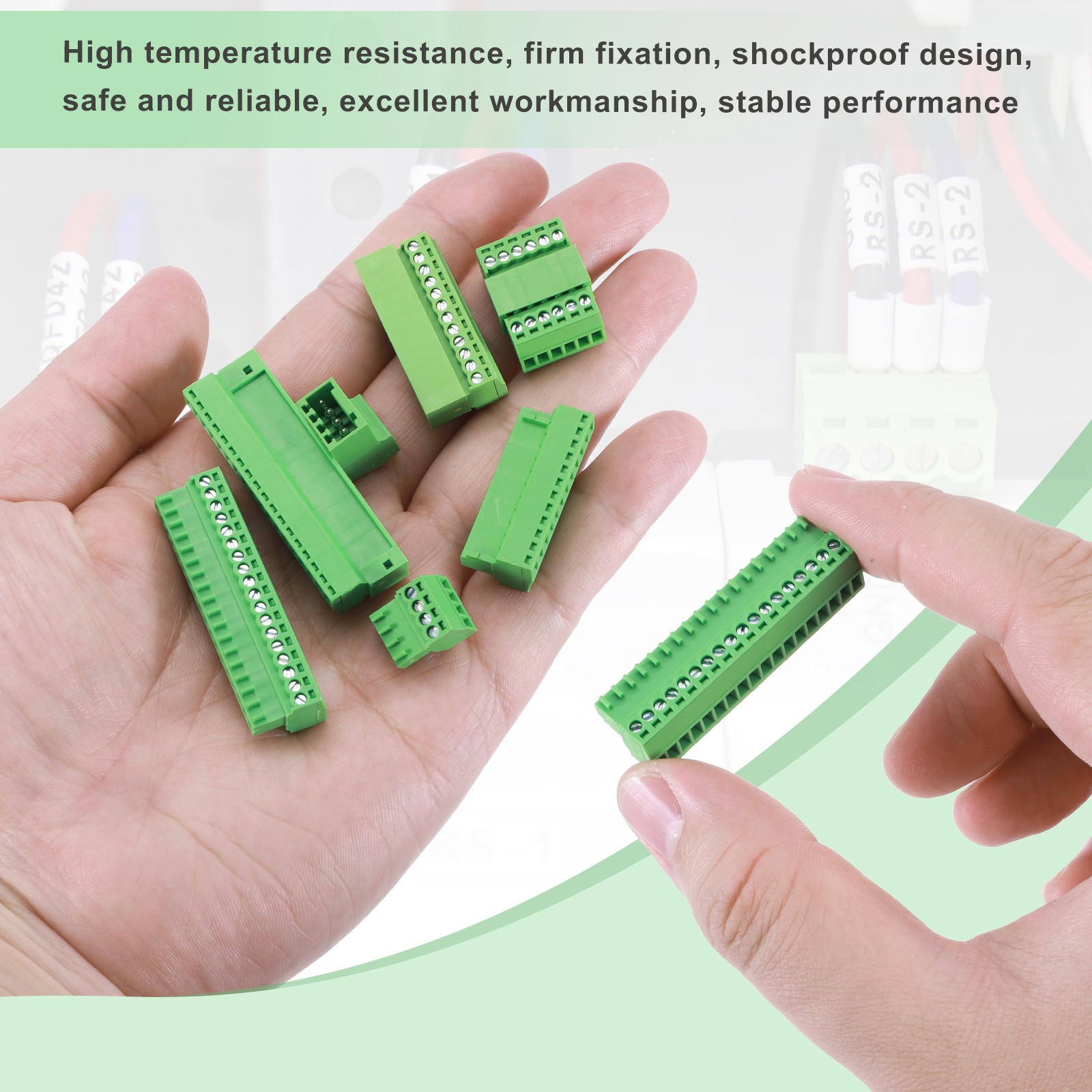 12 Pin 5mm 0.2 Inch Pitch PCB Mount Screw Terminal Male Female, Green