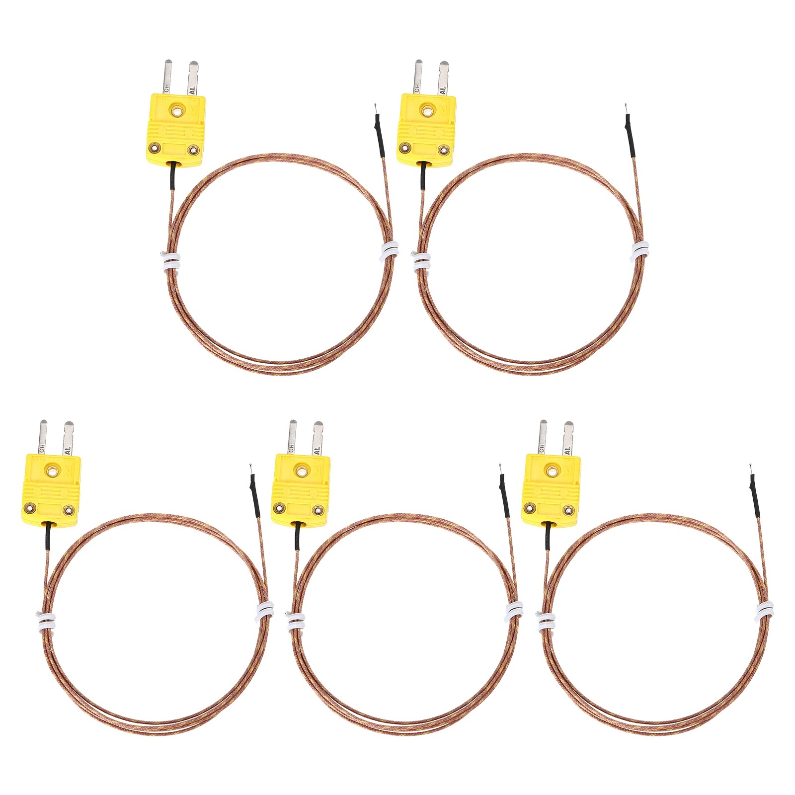 5pcs K Type Thermocouple, -50C~482C(-58F~899.6F) 0.255mm OD 3 Meter Long