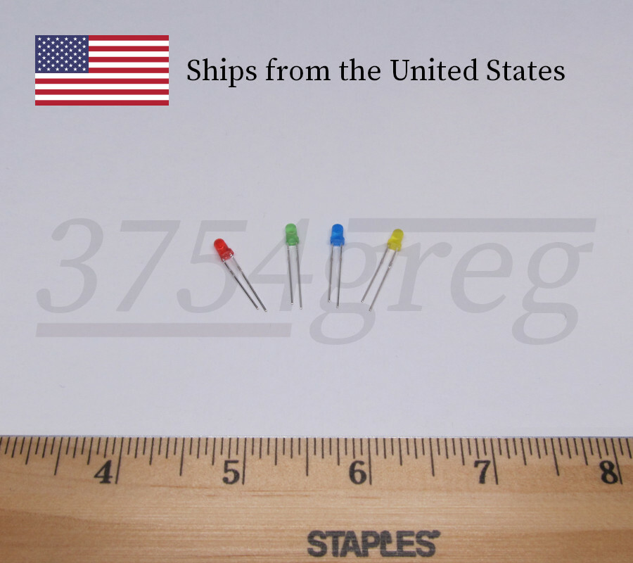 25pcs – 3mm Small LED – Red, Orange, Yellow, Green, Blue, or White – Generic