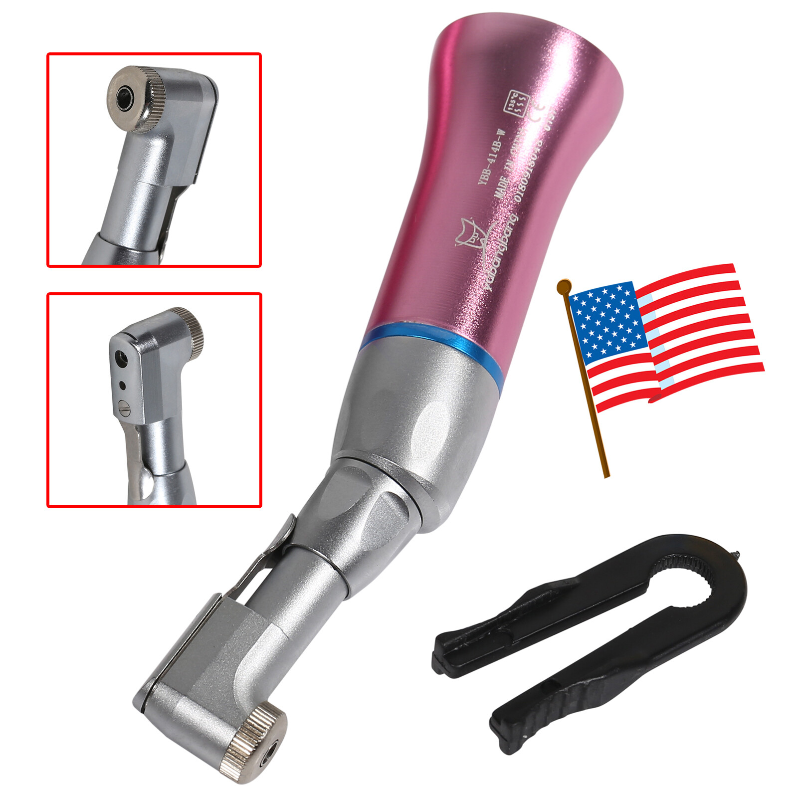 NSK Style Dental Slow Speed Handpiece Straight/Contra Angle/Air Motor 4Hole Pink
