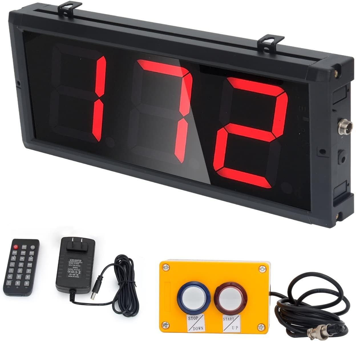 3-Digit LED Up/Down Digital Counter with Switch Box & Remote Red 4” LED Display