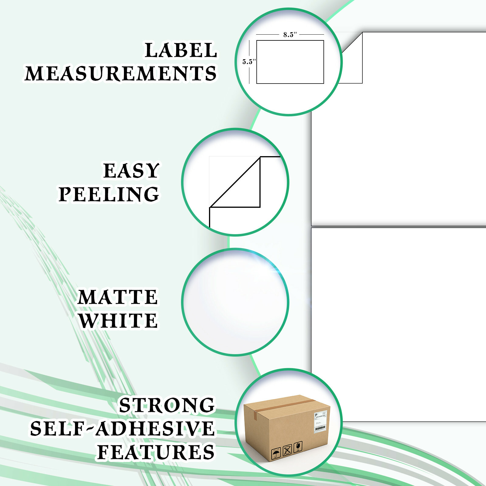 110 Sheets 220 Half Sheet Shipping Labels 8.5 x 5.5 Self Adhesive 200 + 20 EXTRA