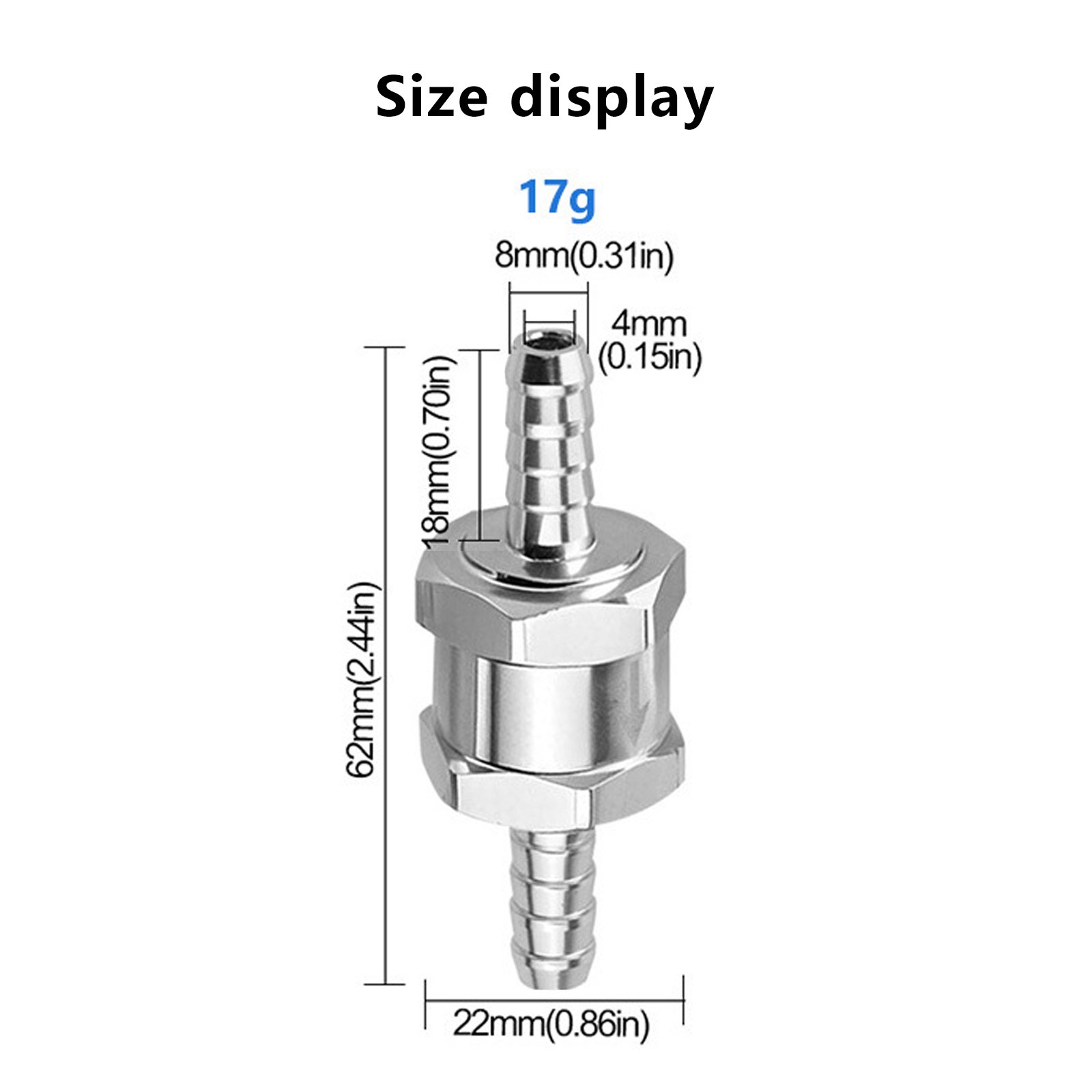 2 Pcs 8mm 5/16″ Fuel Non-Return One Way Check Valve Petrol Diesel Oil Aluminum