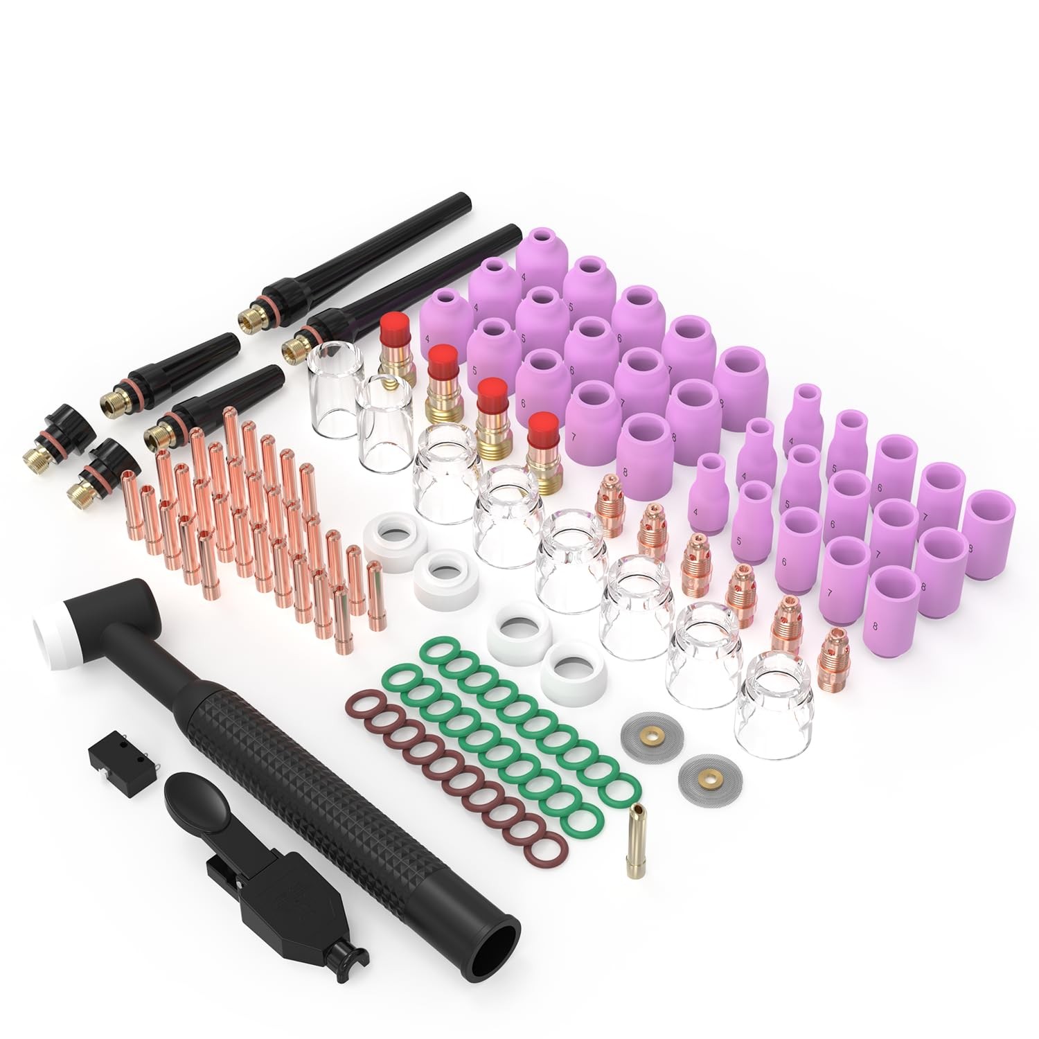 WelderElite 123 Pcs TIG Welding Torch Kit – Alumina Full Size, Multicolor