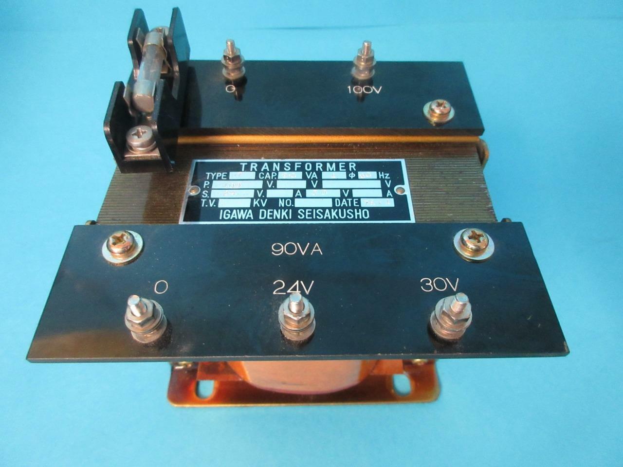 NEW IGAWA DENKI SEISAKUSHO TRANSFORMER TYPE T CAP 90 P100 S 24 A 30 90VA 78.1