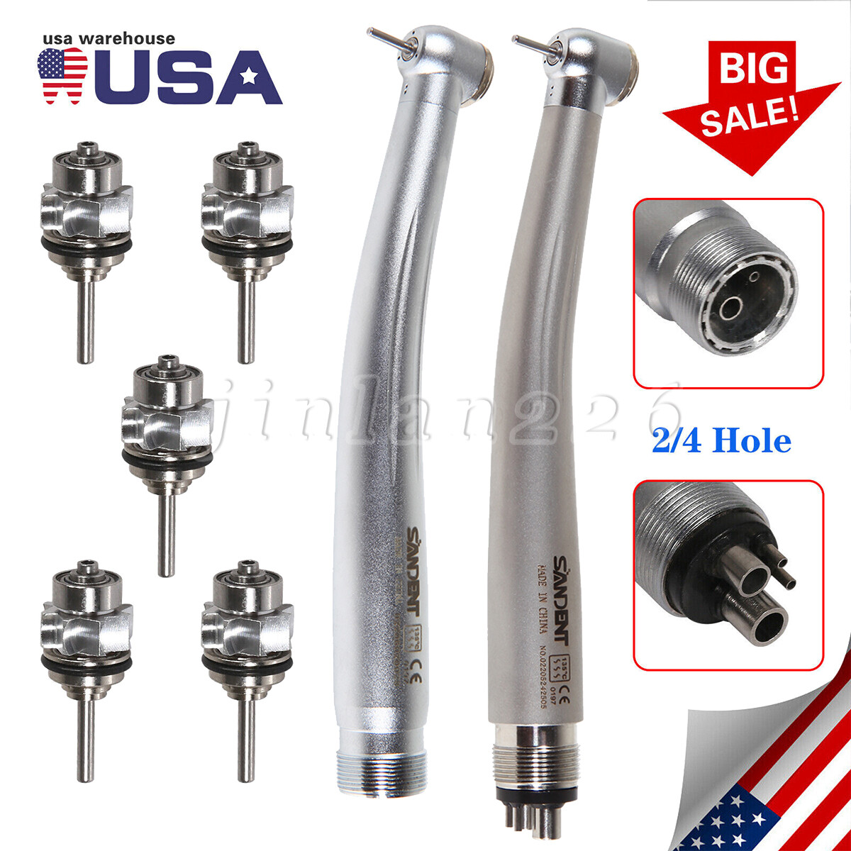 SANDENT NSK PANA MAX Style Dental High Speed Handpiece Push 2/4 Holes Turbine