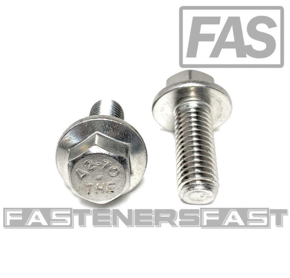 (5) M12 x 1.75 x 30 Stainless Steel DIN6921 A2 Hex Flange Bolts M12x30mm Flange