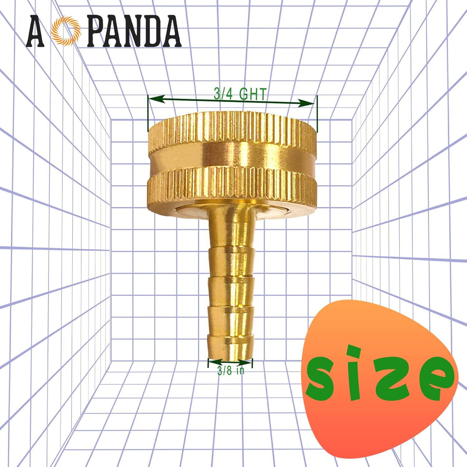 3/8″ Barb X 3/4″ Female GHT Thread Solid Brass Water Hose End Repair Connector,