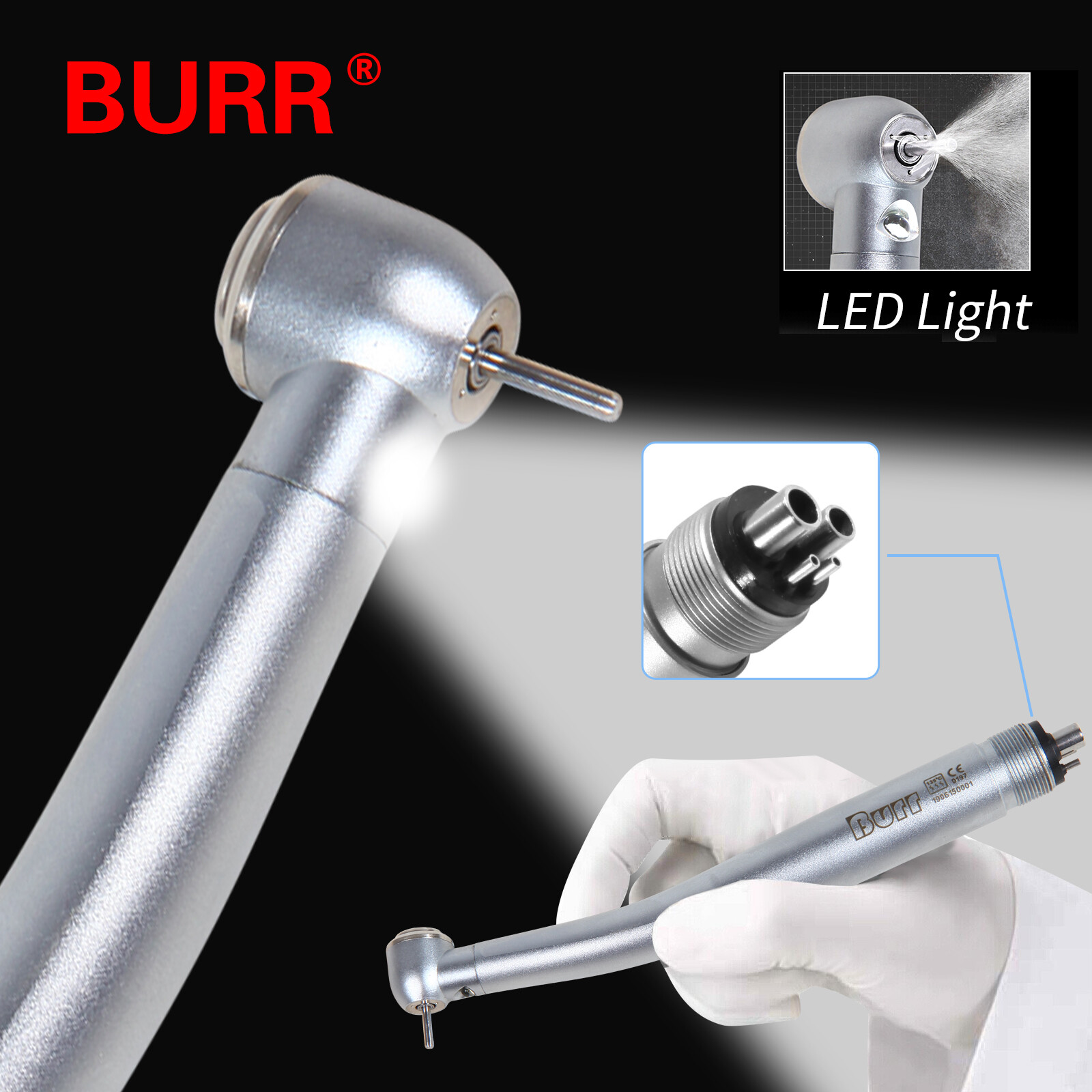Dental Fiber Optic LED E-generator / High Speed Handpiece 4HOLE UDM/U3BM