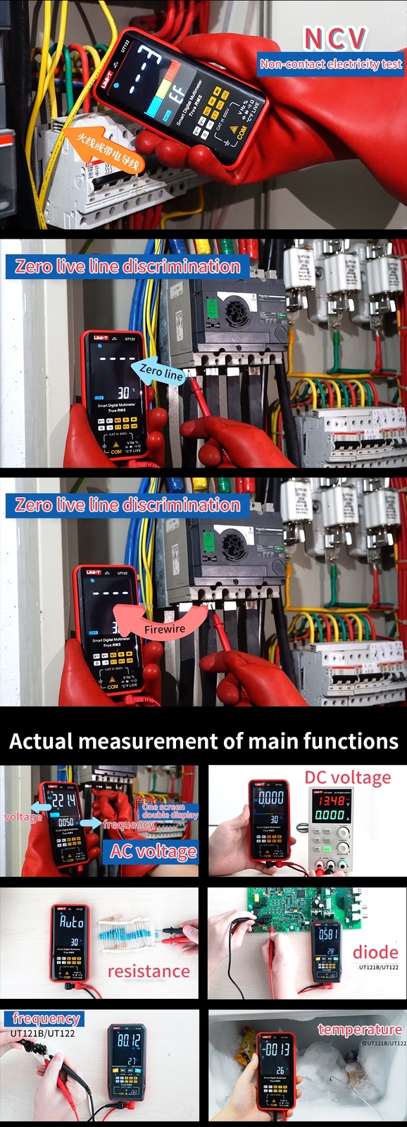 UNI-T Smart TRMS Digital Multimeter Voltage Frequency Dual Display NCV LIVE Test