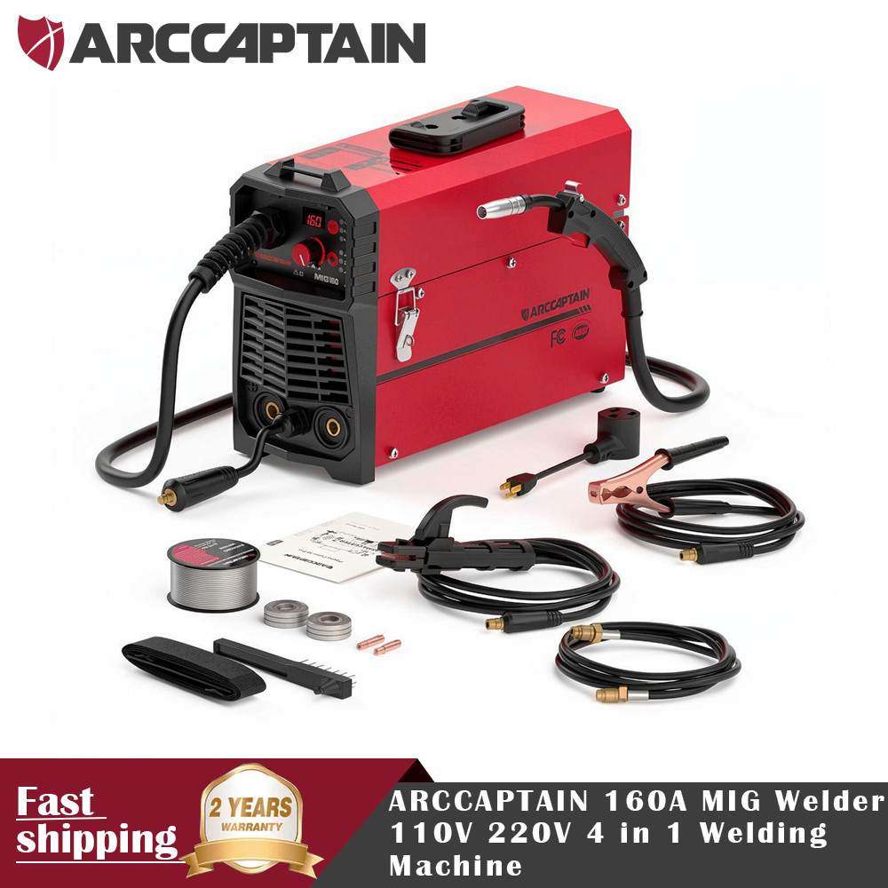 ARCCAPTAIN 160A MIG Welder 110V 220V 4 in 1 Welding Machine Gas MIG Gasless MIG