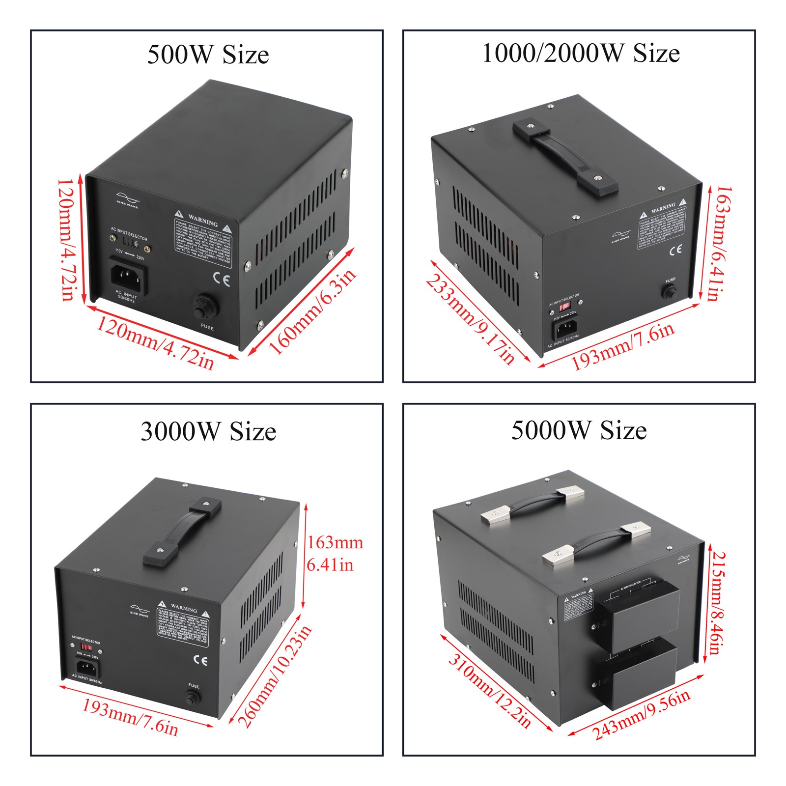 New Design Voltage Transformer Converter Step Up Step Down 500W AC 110V to 220V
