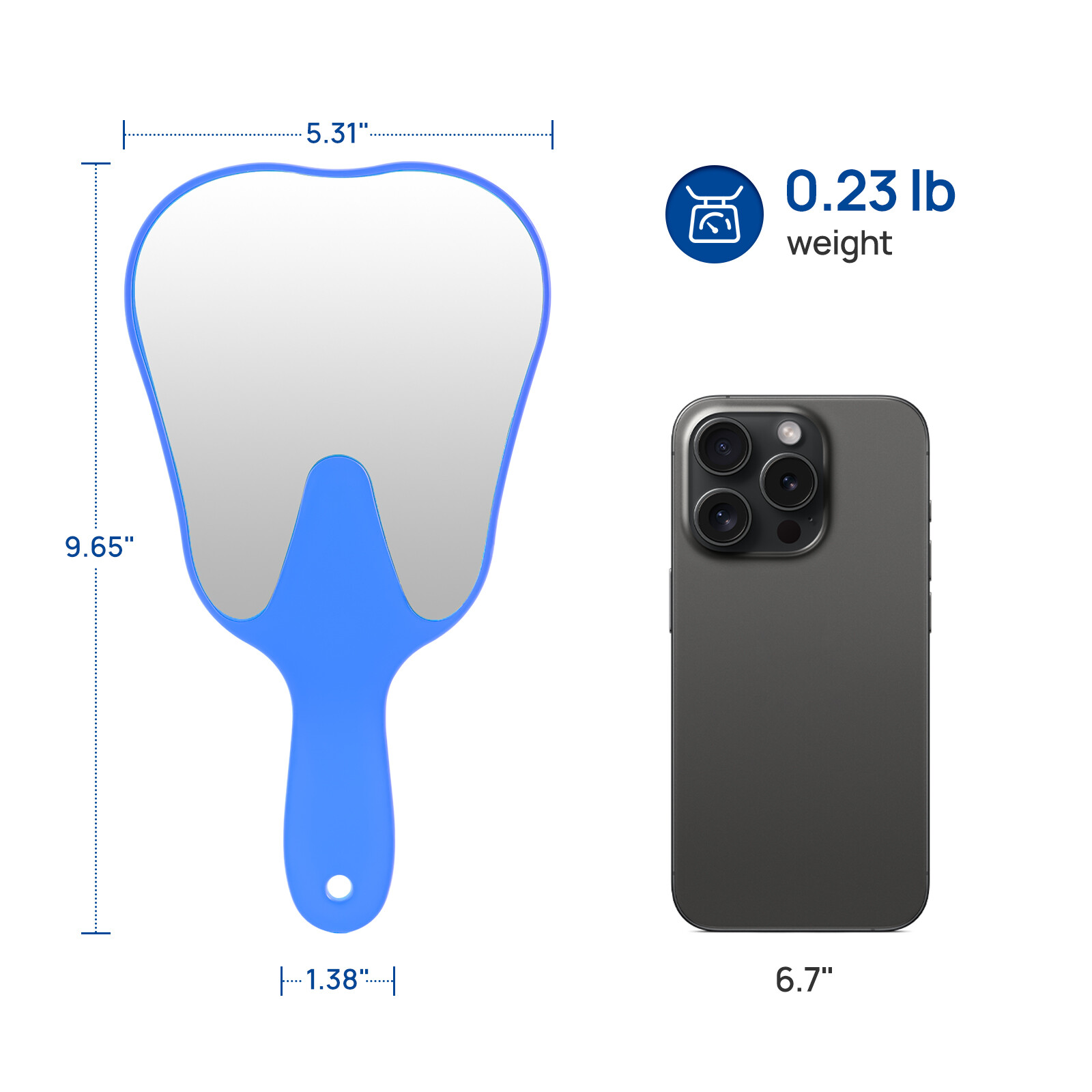 JMU 2Pcs Dental Tooth Shaped Mirror Handheld Molar Tooth-shape Patient Face