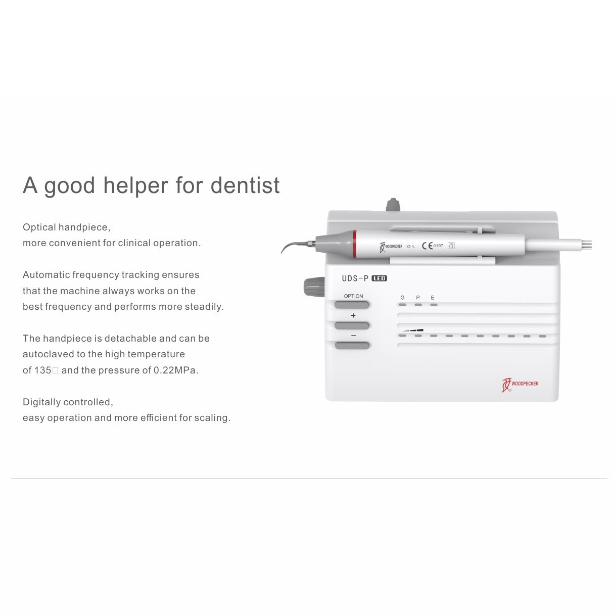 Woodpecker UDS-P LED Dental Ultrasonic Piezo Scaler Optical Light Handpiece ENDO