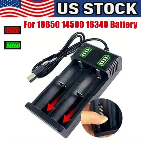 2-Slot USB Intelligent Battery Charger For 18650 14500 16340Rechargeable Battery