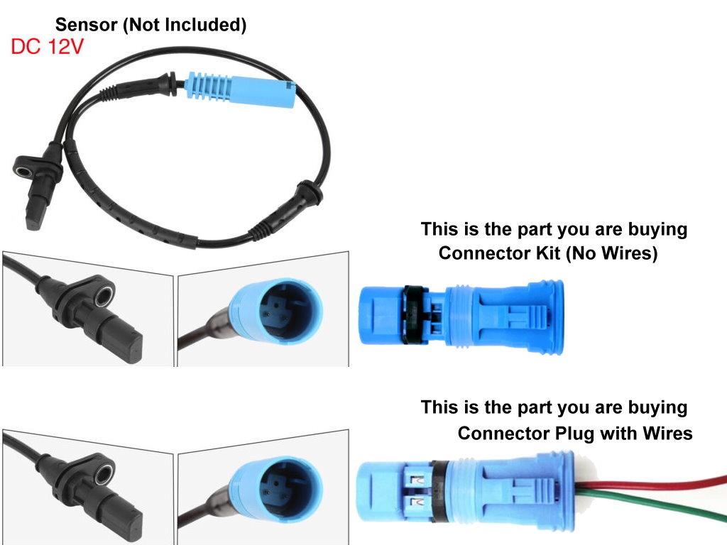 2 Pin ABS Wheel Speed Sensor Connector for 34526756379 34526752016 Replaces BMW
