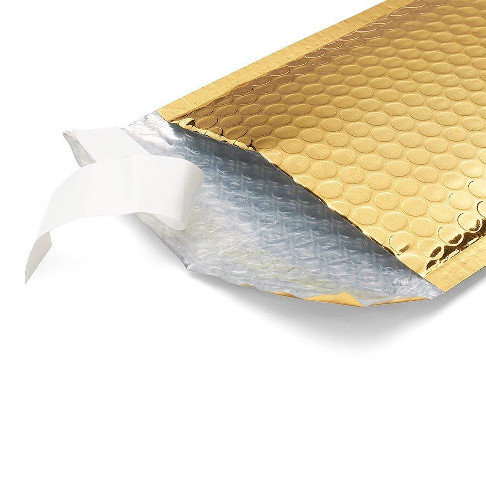 50 Extra Wide #0 Metallic Gold Poly Bubble Mailers 7×10 (Inner 6.625×9.25)