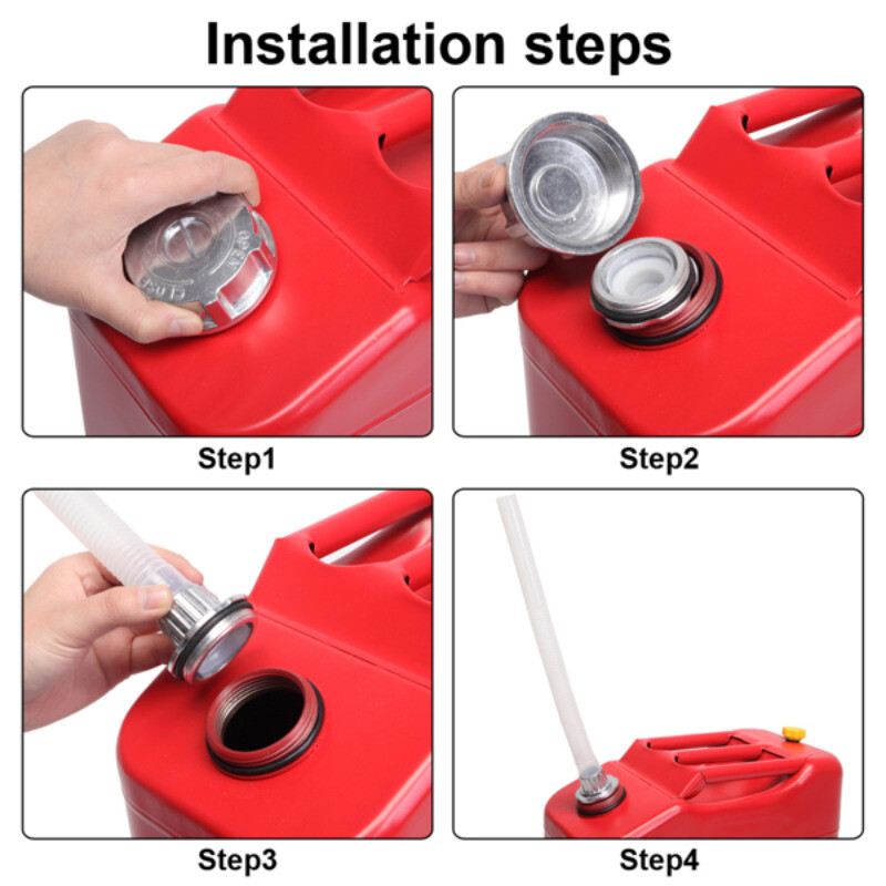 20L Cold-rolled Plate Petrol Diesel Oil Drum Red w/Plastic Oil Drain Pipe