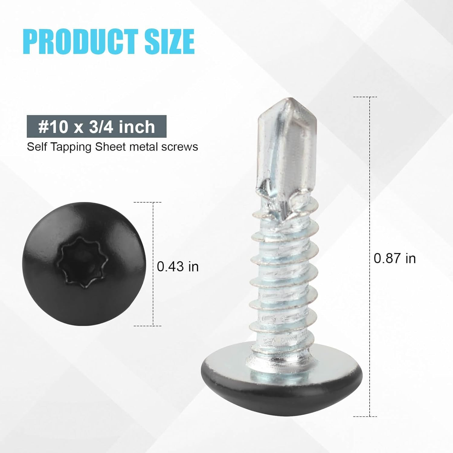 Enclosed Trailer Screws Self Tapping Black – 100 Pack#10 X 3/4 Inch Self Drillin