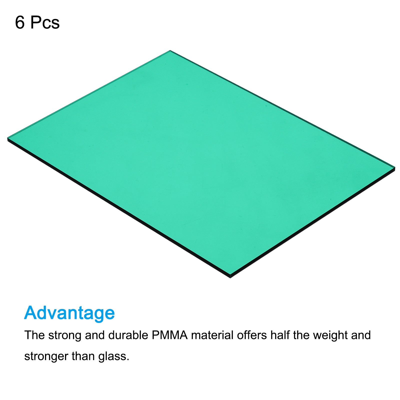 PMMA Acrylic Sheets Colored Transparent 7 x 5Inch Cyan 6 Pcs