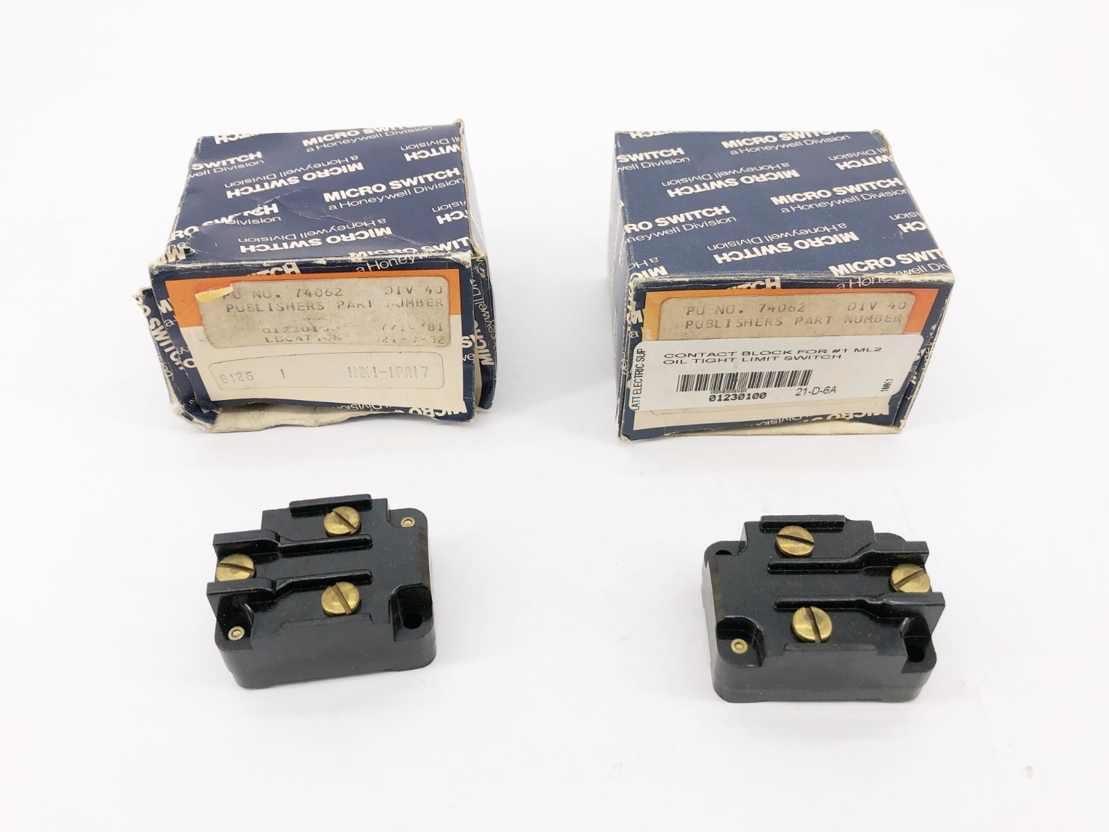 Lot of 2 New Honeywell Microswitch 1MK1-1PA17 Contact Blocks – No Hardware