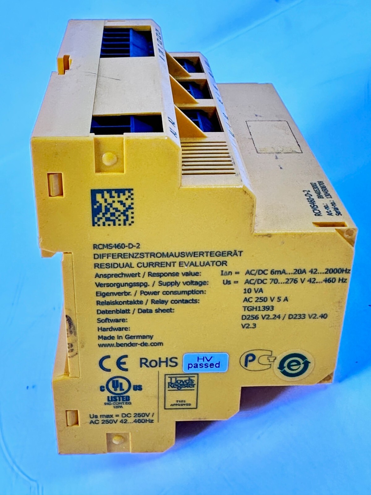BENDER RCMS460-D-2 Differential Current Evaluator / Residual Current Evaluator