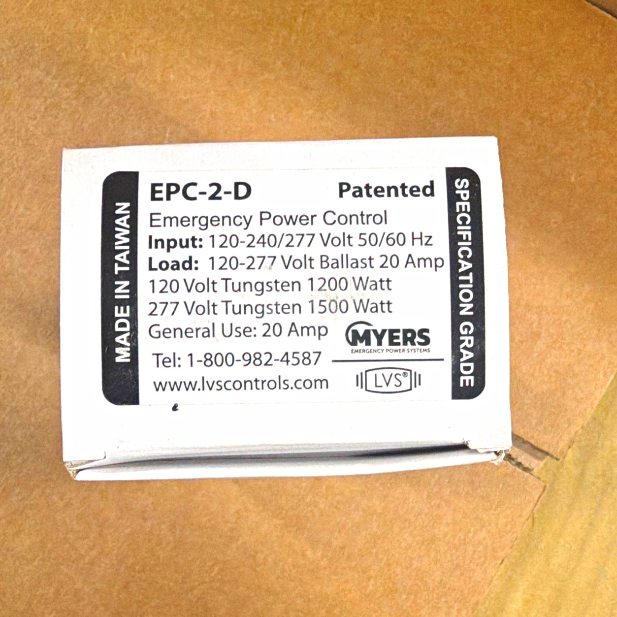 Myers EPC-2-D Emergency Power Control Toggle Switch 120-240/277V 20A AC