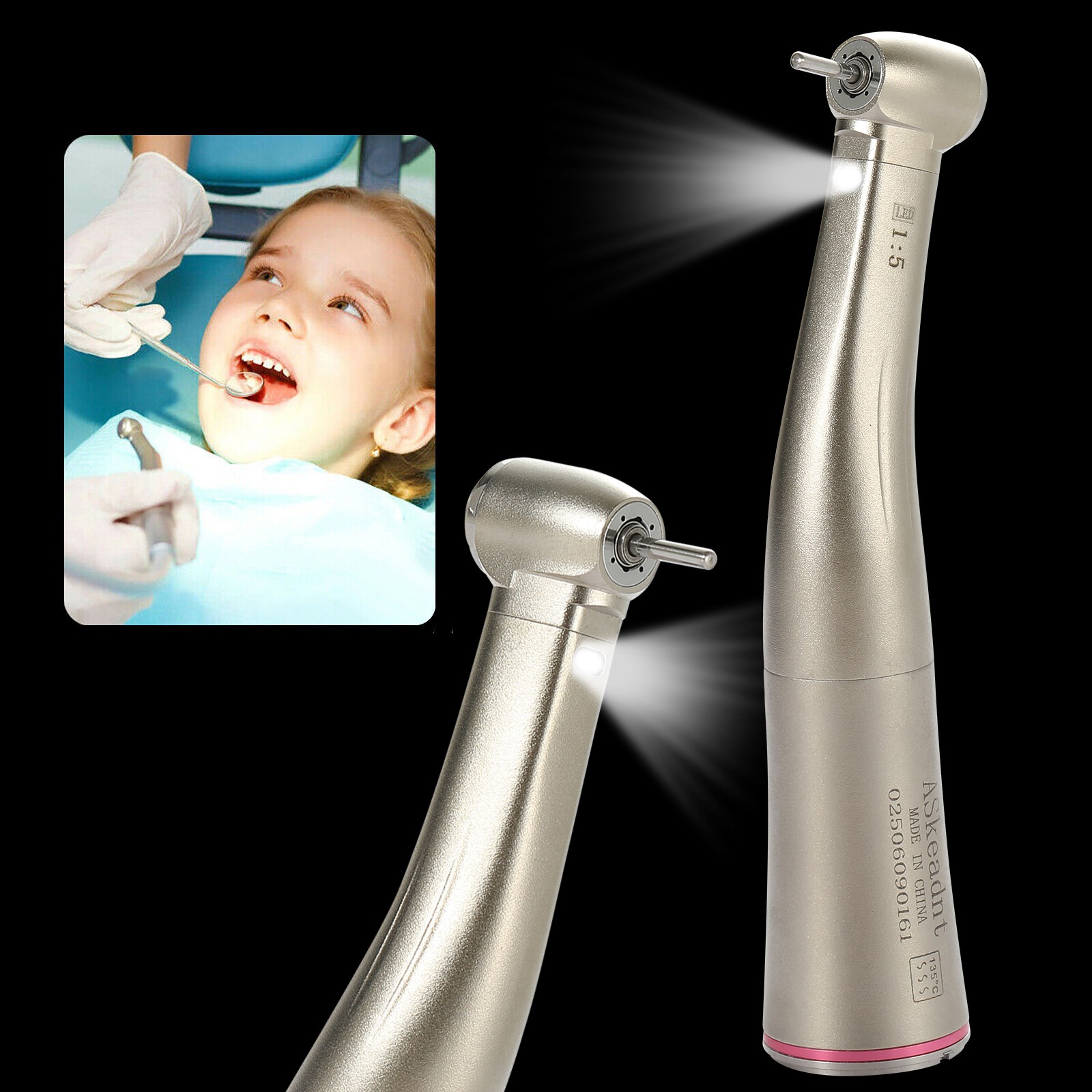 NSK Style Dental LED 45° Degree Surgical High Speed Handpiece Push Button 4 Hole