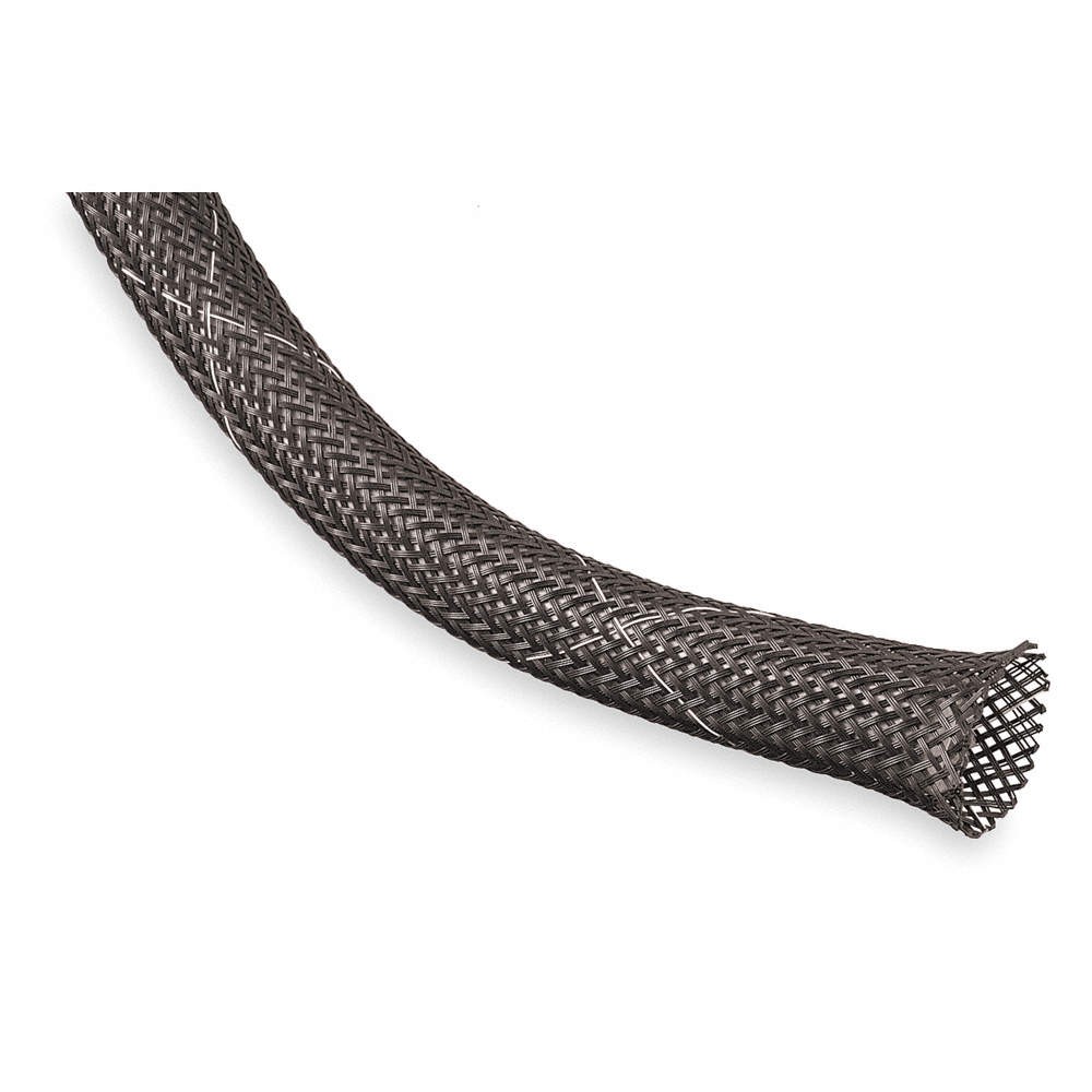 TECHFLEX FRN0.38TB50 Braided Sleeving,0.375 In.,50 ft.,Black 1UXY9