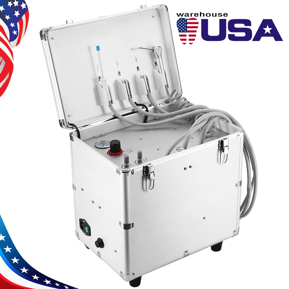 Portable Dental Delivery Unit Treatment Syringe Suction Turbine Air Compressor