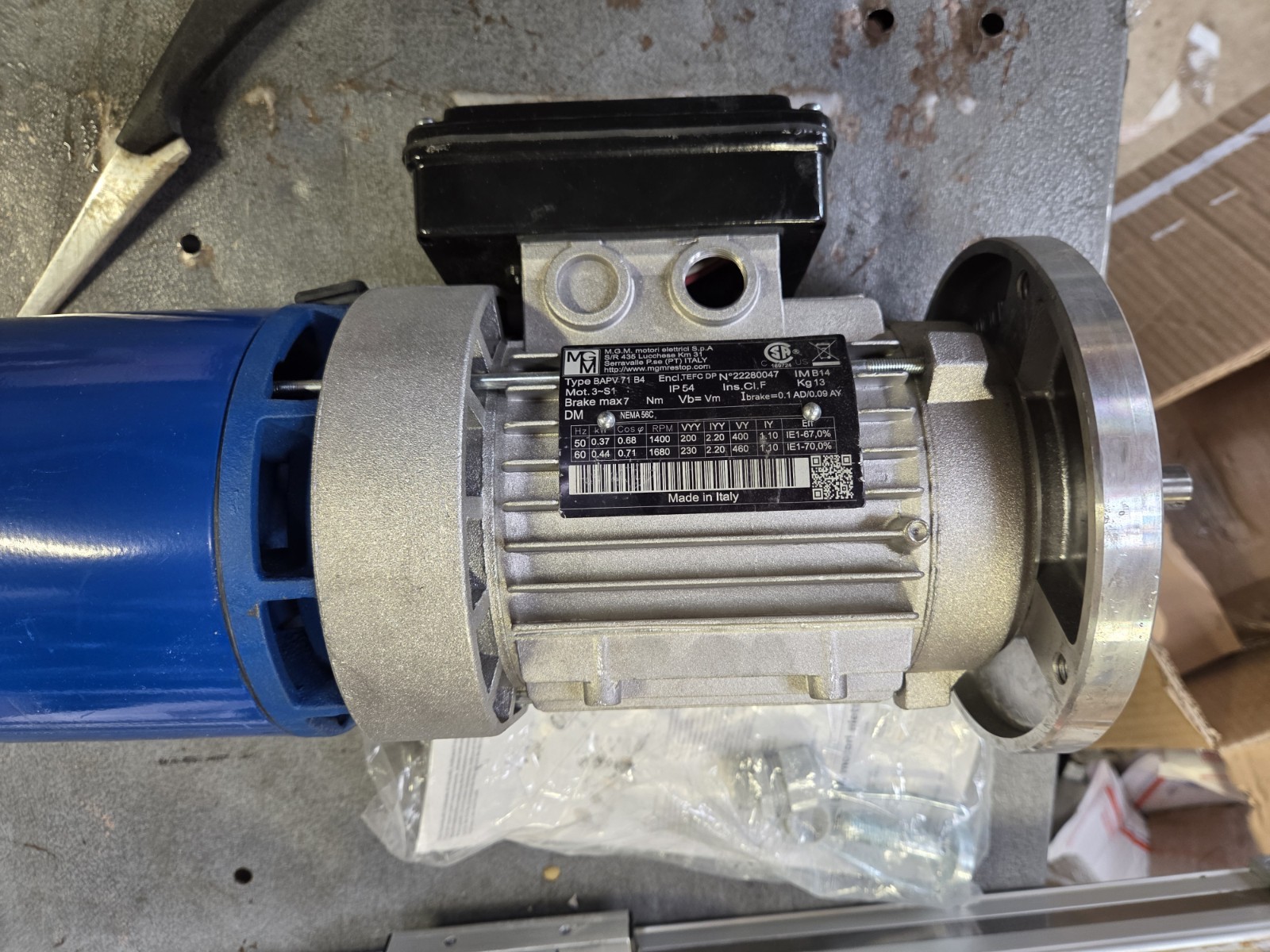 MGM BAPV-71-B4 Electric BRAKE Motor 3ph 200/400-230/460V 1400/1680rpm NEW OPEN