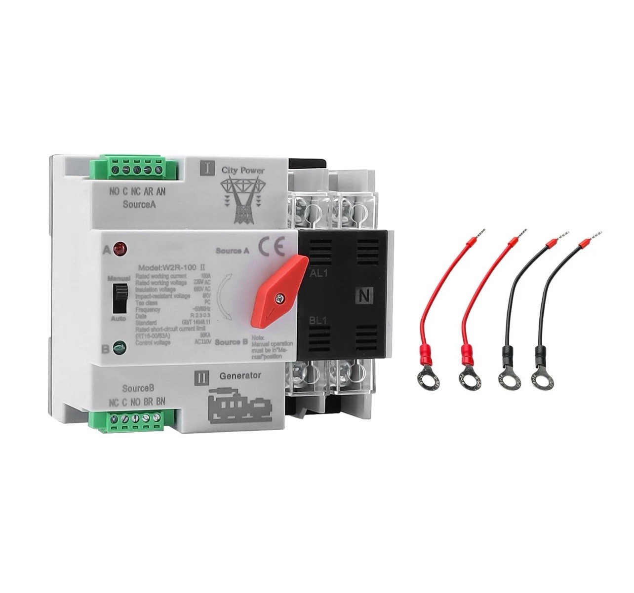 100Amp AC110V Automatic/Manual Transfer Switch 2P 50/60Hz, 2POLE 100A Mini AT…