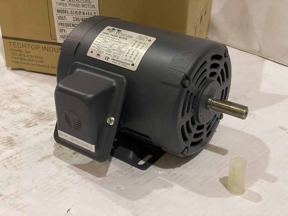 TECHTOP 1/4 HP 1740 RPM ODP 208/230/460 VAC FR: 56 3 PHASE MOTOR NEW SURPLUS