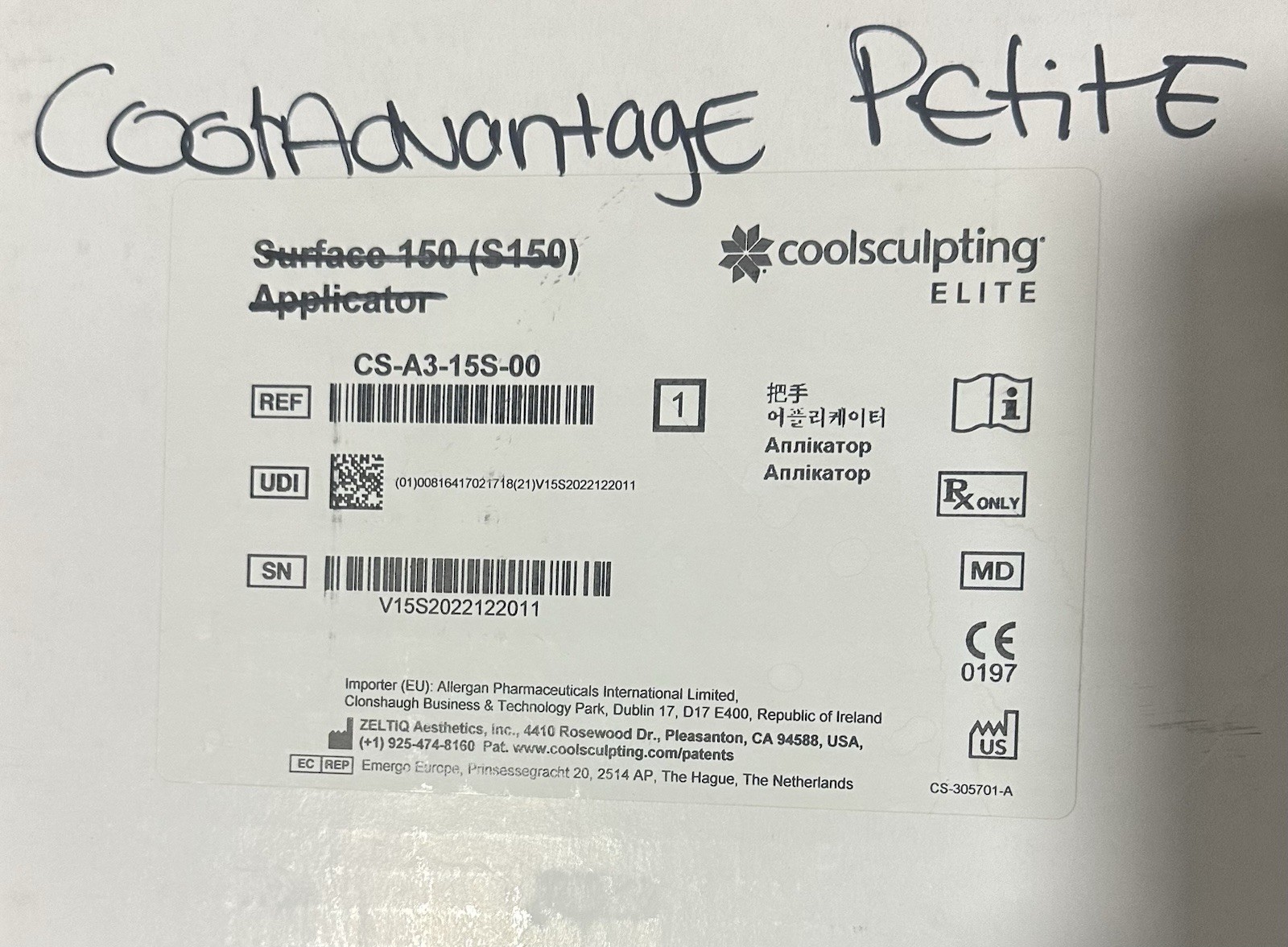 ZELTIQ Coolsculpting COOLADVANTAGE Petite Applicator – TESTED