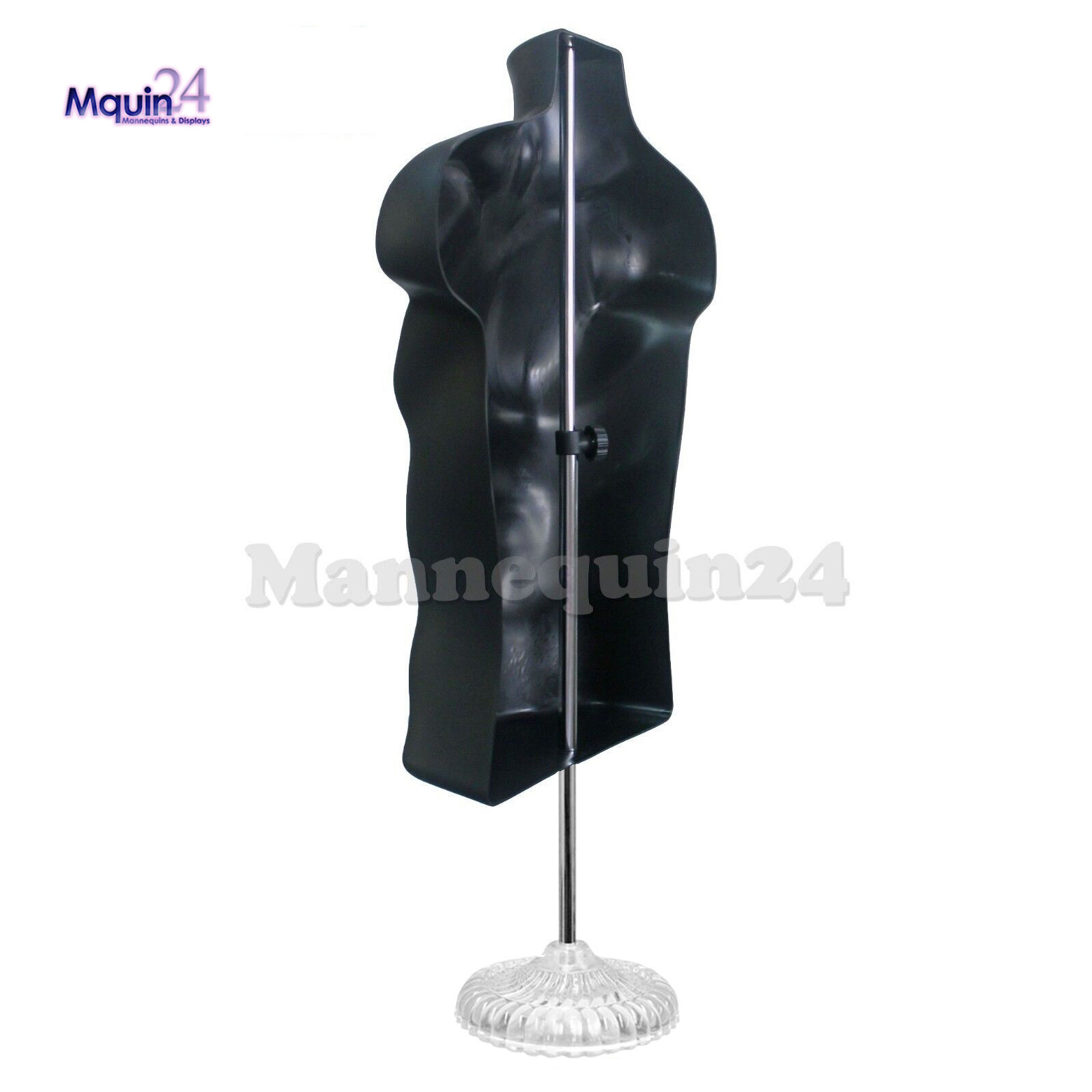 BLACK & FLESH MALE MANNEQUIN TORSOS SET +2 STANDS + 2 HANGERS MEN’s DRESS FORMS