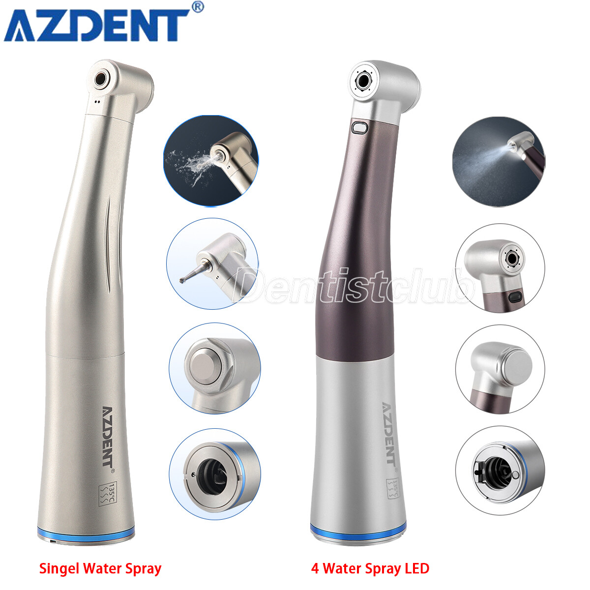 Dental 1:1 Fiber Optic Handpiece Internal Spray Contra Angle Push Button E-Type