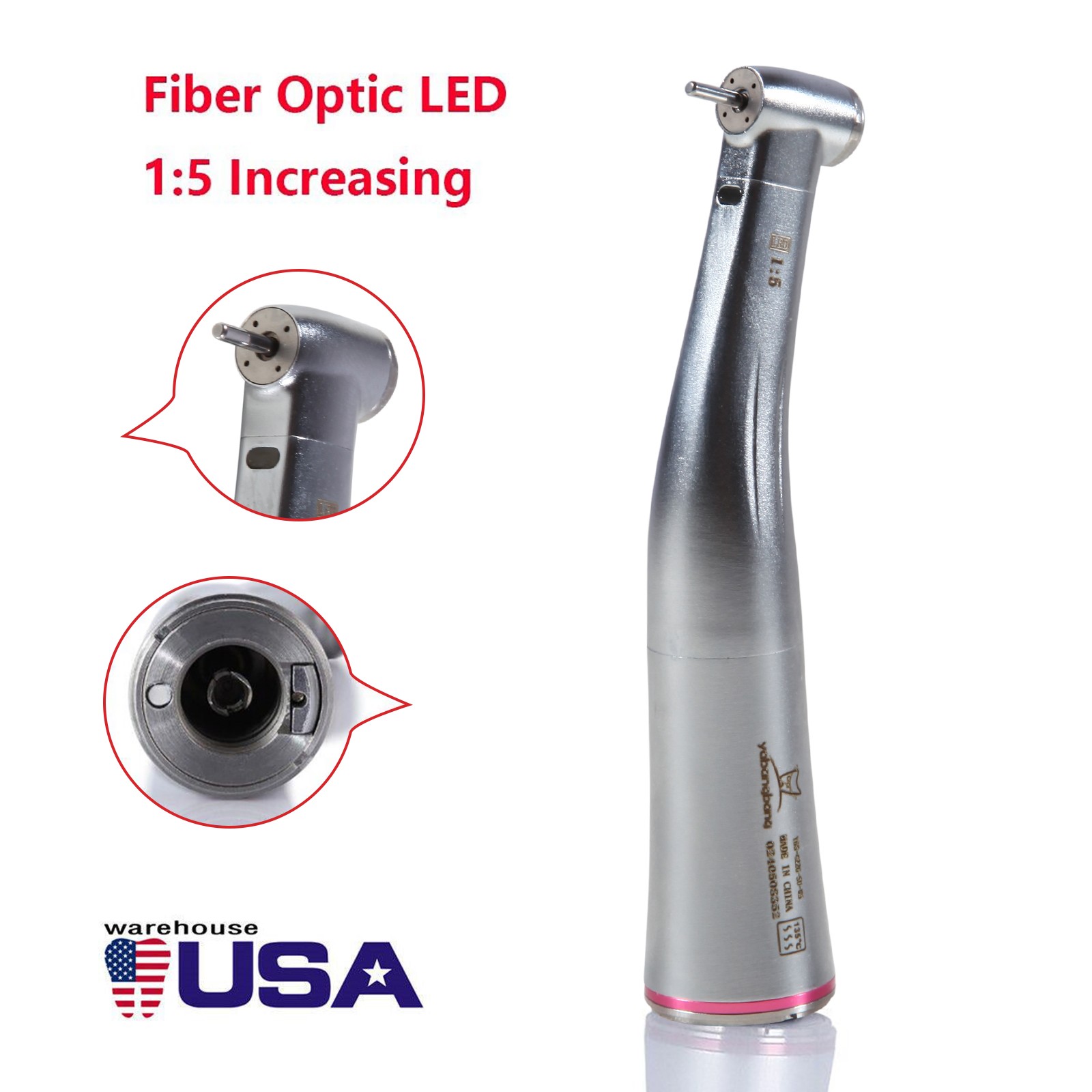 Dental 1:5 Increasing Contra Angle LED Handpiece Fit NSK Electric Motor X95L