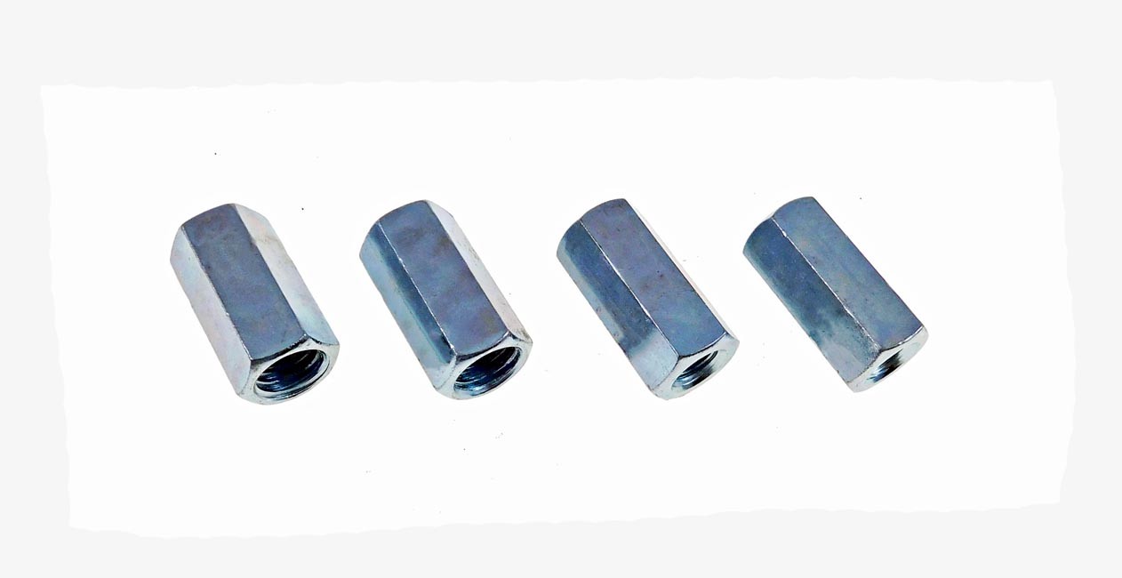 4 Pack 1/2-13 to 3/8-16 x 1 1/4″ Long Reducer Coupling Nut – Zinc Plate 509900