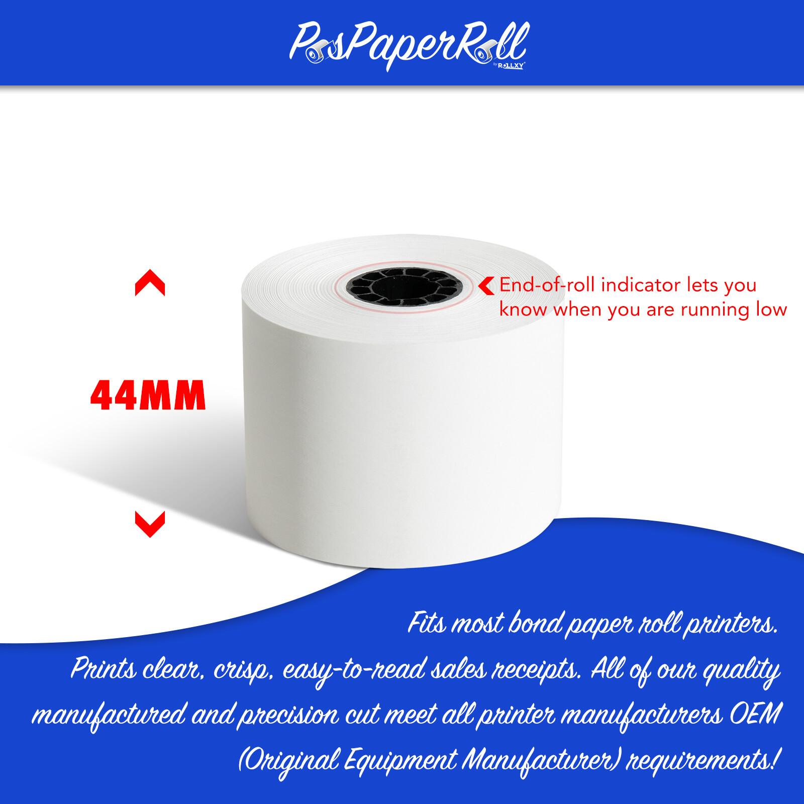 44mm (1-3/4″) x 150′ BOND Cash Register/Calculator Receipt Paper – 40 Rolls