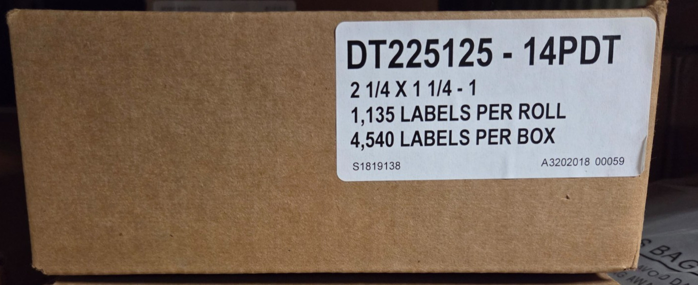 ZEBRA / ELTRON 2.25 x 1.25 (2-1/4″ x 1-1/4″) Thermal Labels – 4 rolls – 1135 per