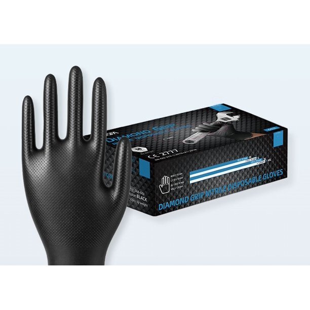 KINGFA Diamond Textured Heavy Duty Industrial Nitrile Disposable Gloves, 6 Mil