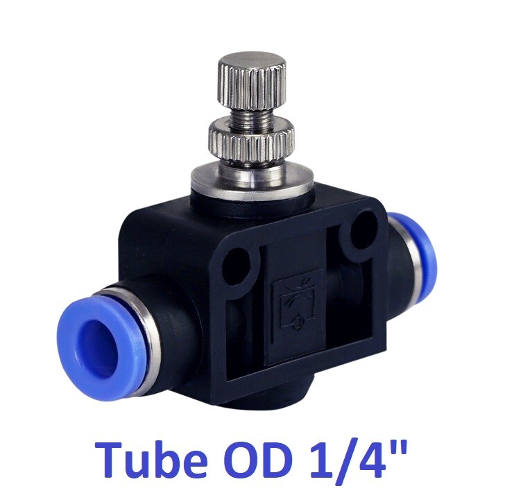 Pneumatic Air Flow Speed Control Valve Tube OD 1/4″ Inch Push In Fitting 1 Piece