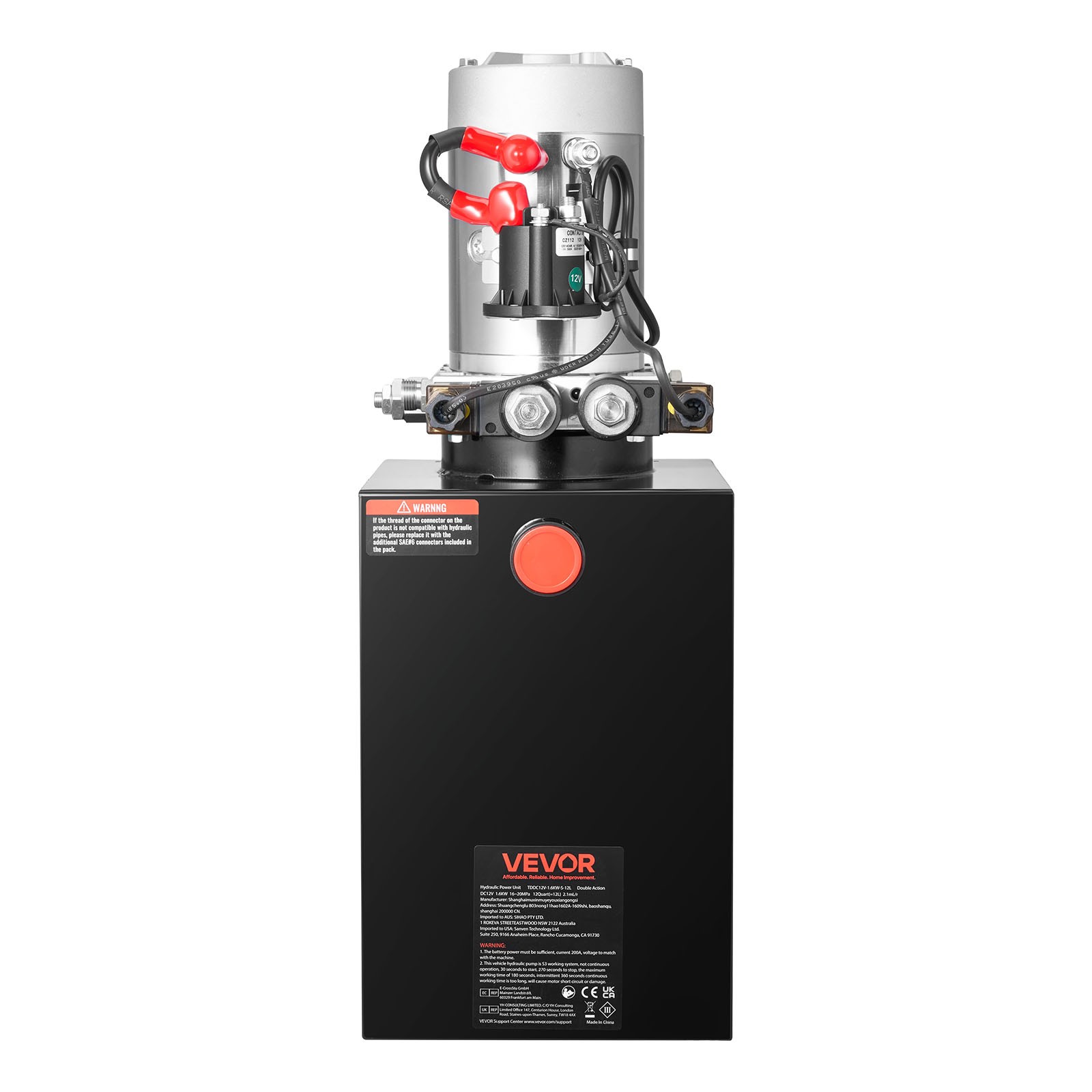 VEVOR 12 Quart Hydraulic Power Unit DC 12V Double Acting Hydraulic Pump