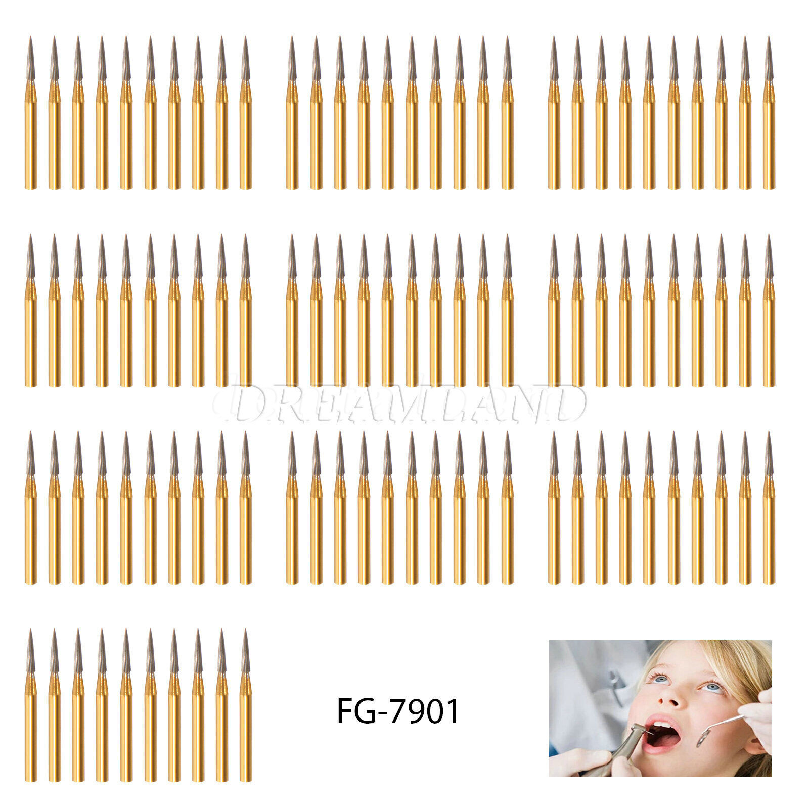 Dental Trimming / Finishing Drills Tungsten CARBIDE Burs Flame Shape FG7901