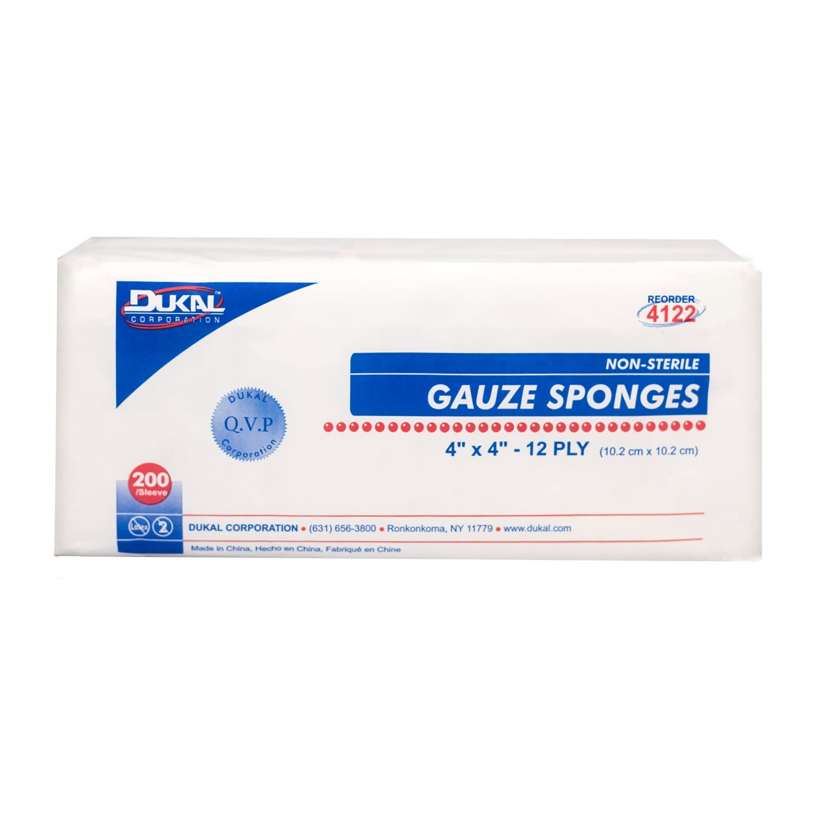 Dukal 4122 Gauze Sponge 12-Ply Non-Sterile 4 X 4 Pack Of 2000