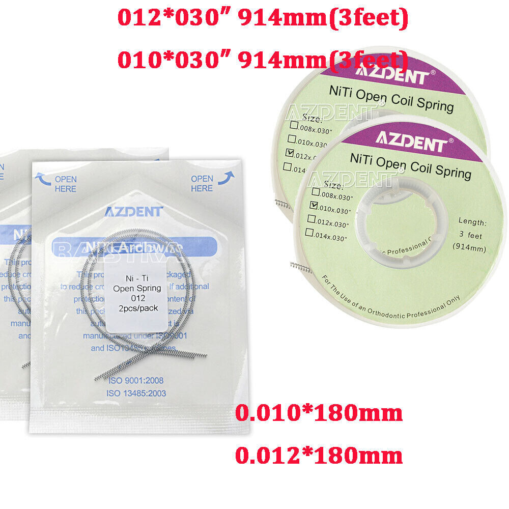 4 Models Orthodontic Dental Niti Open Coil Spring 2pcs 0.010*180mm AZDENT