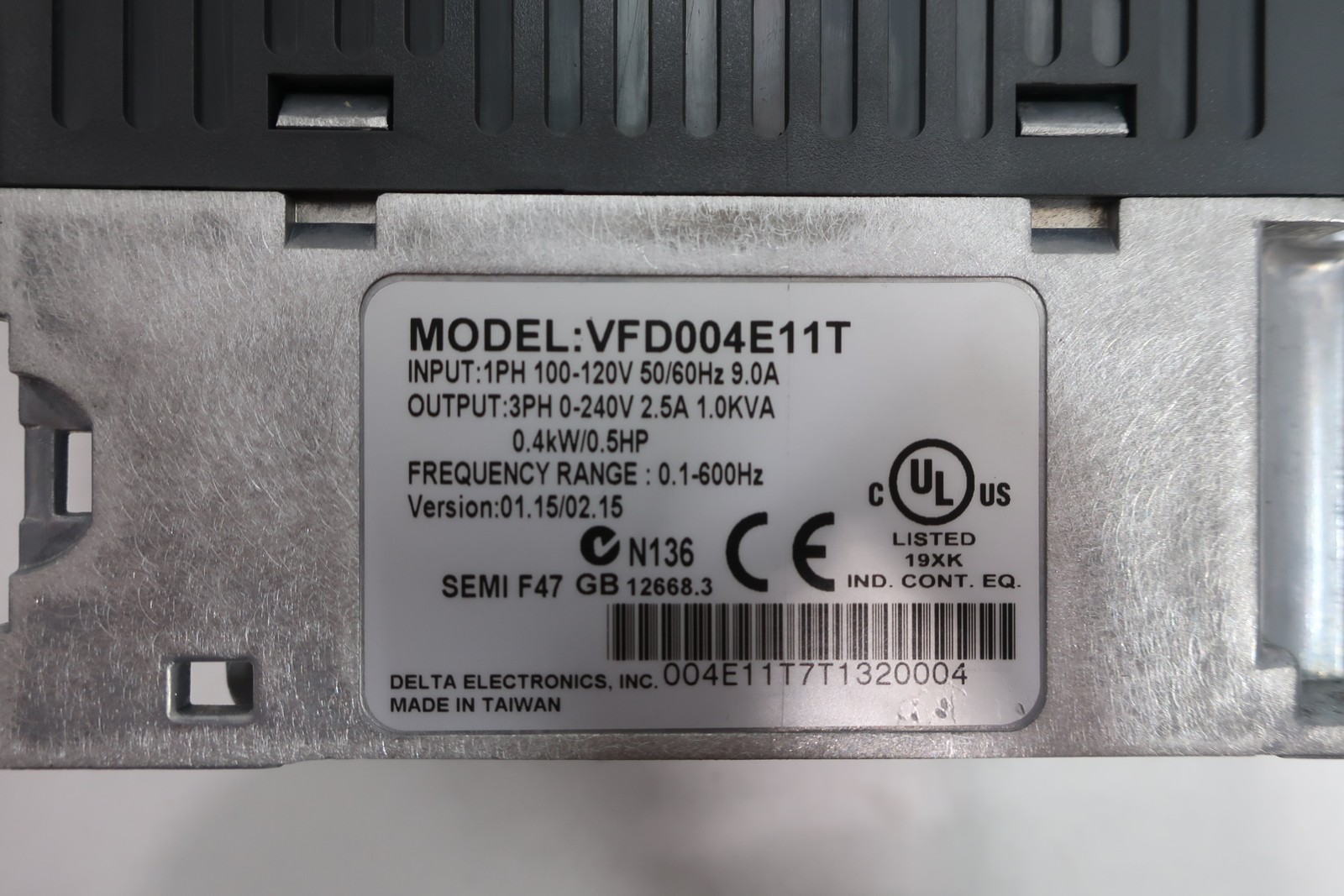 Delta VFD004E11T Vfd Drive 240v-ac 0.5hp 100-120v-ac