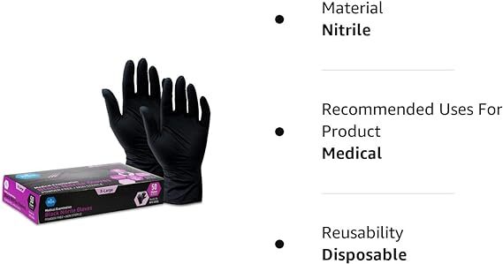AMGoods Black Nitrile Medical Gloves FDA Powder &Latex Free Disposable 4 mil